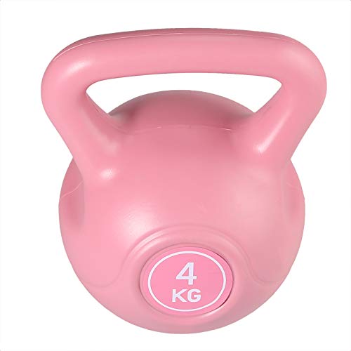 4KG Pesa Rusa con Revestimiento de Vinilo, Anbte Pesas rusas Entrenamientos de Gimnasio en Casa Ideal para Ejercicios y Entrenamientos de musculación. Entrenamiento del Cuerpo, Musculatura-Rosado