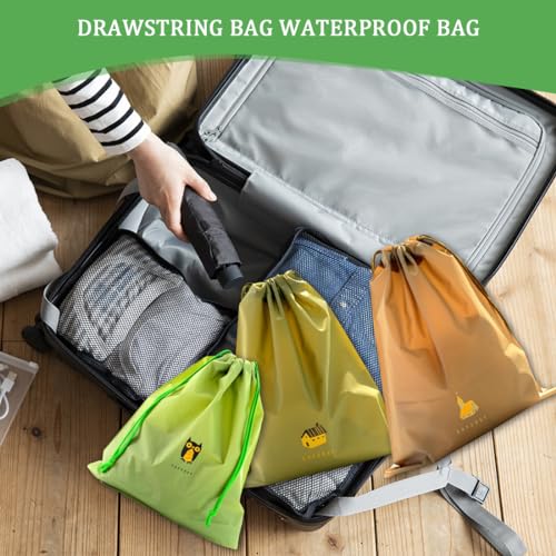 5 Bolsas de PE Impermeables con Cordón para Piscina, Zapatos, Tela, Juguetes, Organizador, Equipaje y Más - Bolsas de Almacenaje Ideales para Viajes, Gimnasio y Bolsas de Plástico