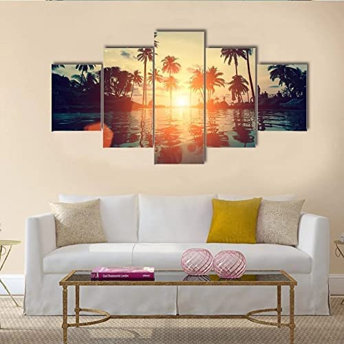 5 Pcs Lienzo Póster Arte De La Pared Dos Personas Exitosas (Xxl/Con Marco 200 X 100 Cm) Decoracion De Pared Con Obra De Arte Moderna Para Oficina En Casa Salon Dormitorio Comedor Habitacio -1Q3B-B2B