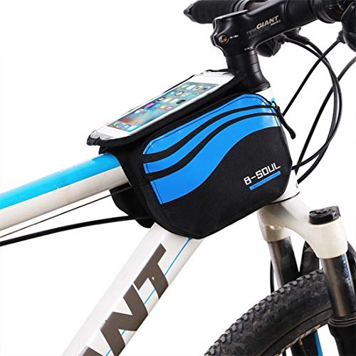 5.8 Pulgadas Bolsa Bicicleta Frontal, Bolsa de Bicicleta, 2 Lados Alforja Delantera Bolsa de Manillar de Móvil PVC Transparente Impermeable Bolso para MTB Bicicletas de montaña