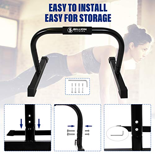 5BIllion FItness Paralelas Calistenia Barras Calistenia Para Flexiones Push Up Bars Stand Entrenamiento en el Gimnasio de Casa - Buenas para su Entrenamiento Muscular - Mango de Espuma (Negro)