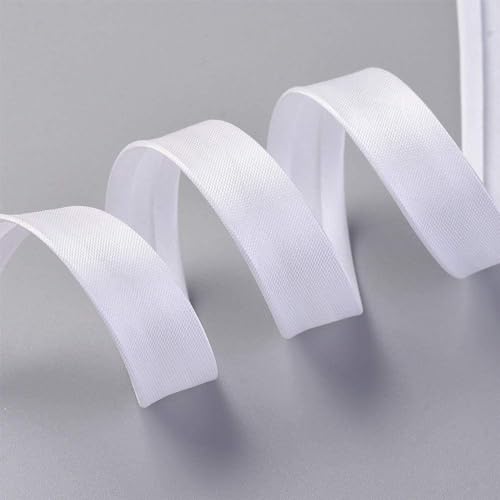 5M Bies de algodón Liso Bies de 20mm de Ancho para Coser Manualidades de Bricolaje Costura,Cintas Bies de espiga Cinta de Cinta de Sarga de Patrón Correas Anchas de Algodón-Blanco