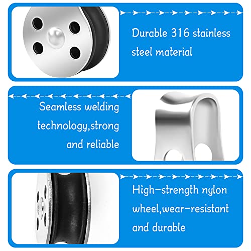 5Pcs Polea de Acero Inoxidable de 25mm Bloque de Polea Simple Rodamiento Polea de Elevación con Capacidad de 50 KG Polea de una Sola Rueda para Kayaks Yates