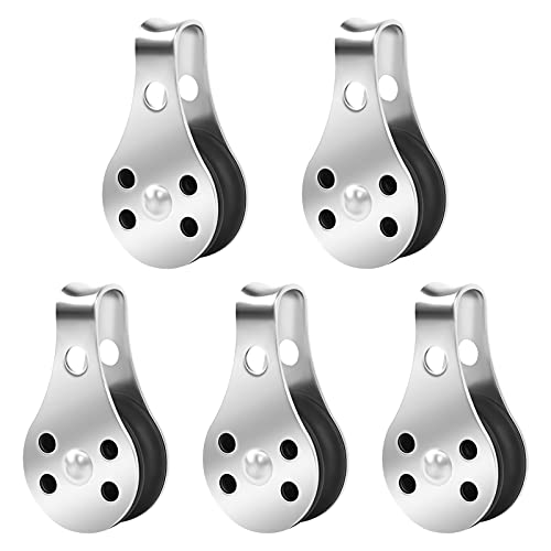 5Pcs Polea de Acero Inoxidable de 25mm Bloque de Polea Simple Rodamiento Polea de Elevación con Capacidad de 50 KG Polea de una Sola Rueda para Kayaks Yates