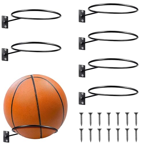 6 Piezas Soporte de Pared para Balones de Exhibición,Soporte de Pared de Bola Montada,Universal Soporte de Pelota de Metal,Soportes de Almacenamiento de Pelotas para Baloncesto,Rugby,Voleibol,Fútbol