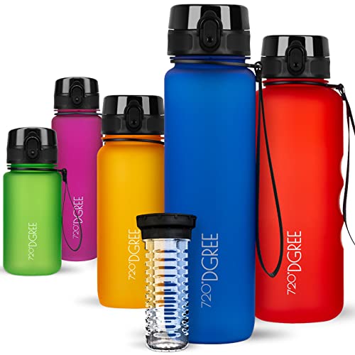 720°DGREE Botella de agua uberBottle – 1 litro, 1l, 1000ml | Novedosa botella deportiva | Sin BPA | Para niños, fitness, bicicleta, deportes, fútbol, guardería, escuela, pequeños, antigoteo