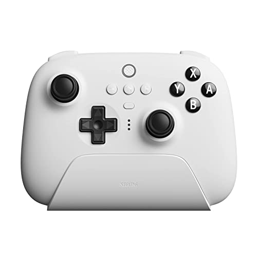 8Bitdo Ultimate Bluetooth y Controlador 2.4g con Base de Carga 22 Horas de Juego, Controlador de Interruptor Inalámbrico Cable USB Gamepad para Switch y Windows (Blanco)