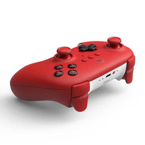 8Bitdo Ultimate Bluetooth y Controlador 2.4g con Base de Carga 22 Horas de Juego, Controlador de Interruptor Inalámbrico Controlador de Juegos Cable USB Gamepad para Switch y Windows (Rojo)