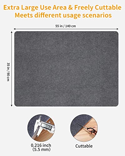 90 x 140 cm Protector Suelo Silla Ruedas, Gris, Antideslizante, Alfombra, Ruedas, Gaming, Tapete de Protección de Madera/baldosas