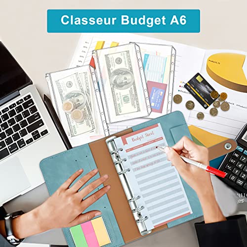 A6 Carpeta de Presupuesto Budget Planner Budget Binder Organizador Dinero Carpetas de Anillas A6 Cash Stuffing 12pcs Bolsa de Hojas Sueltas para Ahorrar Dinero Gastos Previstos