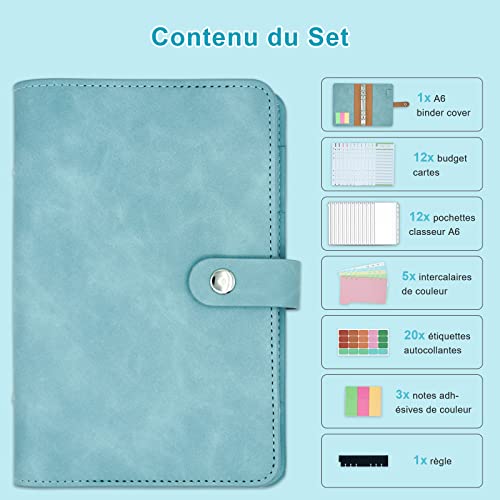 A6 Carpeta de Presupuesto Budget Planner Budget Binder Organizador Dinero Carpetas de Anillas A6 Cash Stuffing 12pcs Bolsa de Hojas Sueltas para Ahorrar Dinero Gastos Previstos