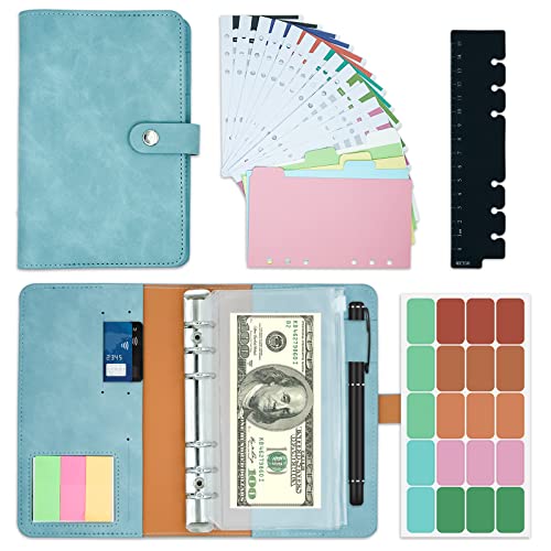 A6 Carpeta de Presupuesto Budget Planner Budget Binder Organizador Dinero Carpetas de Anillas A6 Cash Stuffing 12pcs Bolsa de Hojas Sueltas para Ahorrar Dinero Gastos Previstos