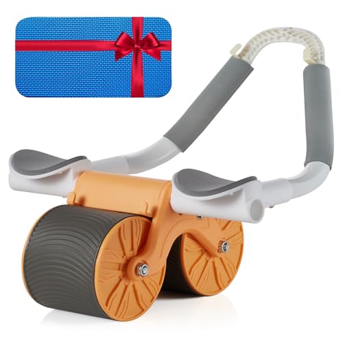 AB Roller - Rodillo de entrenamiento para abdominales con soporte para codos, rebote automático, dispositivo de entrenamiento eficiente para gimnasio en casa, hombre y mujer (naranja/sin temporizador)