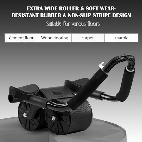 AB Roller - Rodillo de entrenamiento para abdominales con soporte para codos, rebote automático, dispositivo de entrenamiento eficiente para gimnasio en casa, hombre y mujer (negro/sin temporizador)