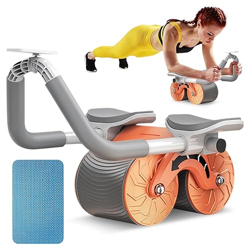 Ab Roller Wheel, Rodillo Abdominales Con Soporte para el Codo, Rueda Abdominal de Rebote Automático con Ruedas Dobles, Hombres y Mujeres Fitness Core Trainer para Casa, Gimnasio