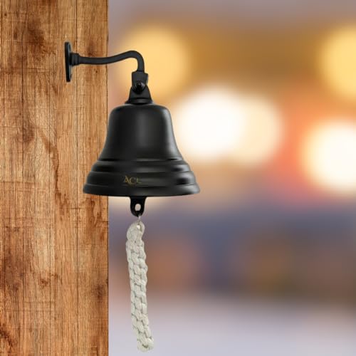 Accesorios para Bar en Casa ACL - Campana de Último Pedido - Campana de Pub - Decoraciones Náuticas - Campana de Pared con Sonido Fuerte, Ideal para Navidad, Recepciones, Pubs - Campana Negra 10,2 cm