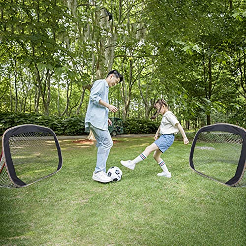 Achda Juego de 2 porterías de fútbol Pop Up, Juego de 2 portones estables para fútbol, niños y Adultos, para Llevar y Montar la Tienda de campaña, 90 x 60 x 60 cm, Color Negro