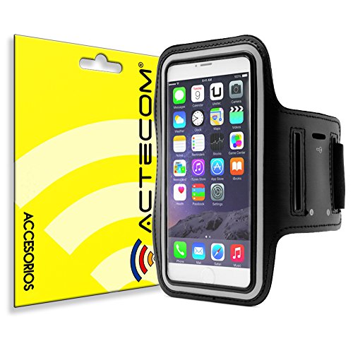 actecom Brazalete Deportivo valido para Smartphones de hasta 6.6" Compatible con iPhone 11 Pro MAX XS MAX 11 Samsung Galaxy S20 Plus S10 Plus S9 Plus S8 Plus (Negro)