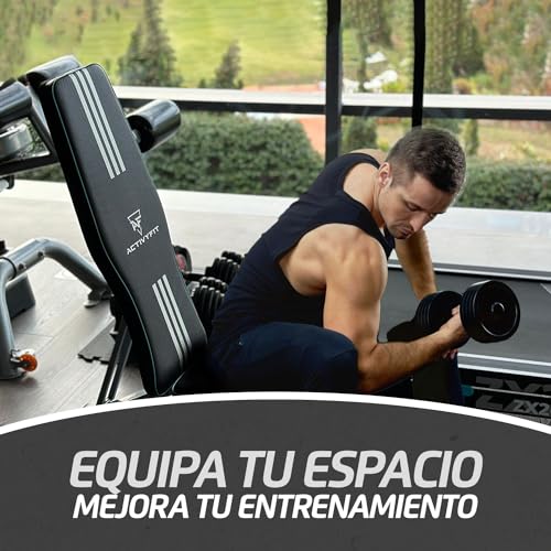 ACTIVYFIT Banco de Pesas Plegable y Ajustable 14 Posiciones - Banco Musculación Multifuncional - Banco de Abdominales Resistente - Ejercicios de Press Banca - Rack Musculación - Tu Gimnasio en Casa