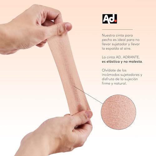 AD. ADRANTE. Cinta Adhesiva Pecho, Boop Tape 5m x 5cm, Levantamiento de Pecho, Sujetador Invisible, Push Up con 5 Par de Cubre pezones Desechables, Cinta Invisible Elástica (7.5cm)