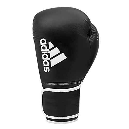 adidas Hybrid 80 Gloves - for Boxing, Kickboxing, MMA, Bag, Training & Fitness - Boxing Gloves for Men & Women - Weighted Pair 10oz, Black/White