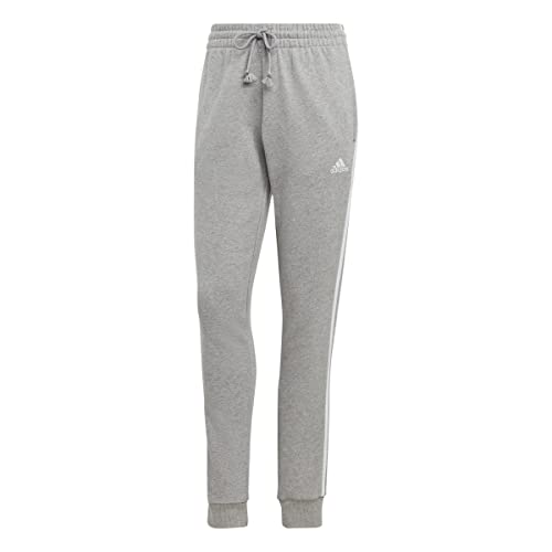 adidas Mujer Essentials 3-Stripes Pantalones de chándal, Medium Grey Heather/White, M