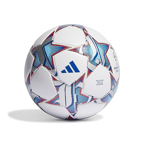 Adidas Unisex Adulto Ball (Laminated) UCL Lge, Top:White/Silver Met./Bright Cyan/Shock Purple Bottom:Solar Orange/Iron Met., IA0954, 5