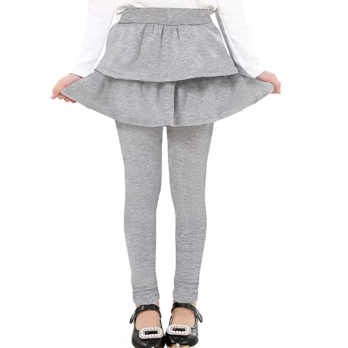 Adorel Leggings con Falda Pantalones Largos para Niñas Gris Claro 5 Años (Tamaño del Fabricante 120)