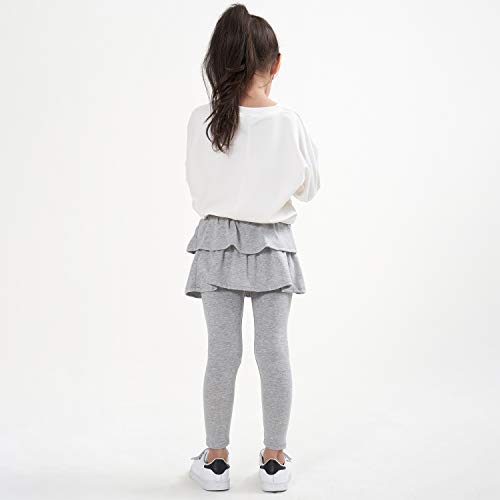 Adorel Leggings con Falda Pantalones Largos para Niñas Gris Claro 5 Años (Tamaño del Fabricante 120)