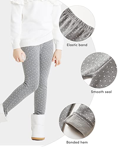 Adorel Leggins Térmicos Pantalón Forros Algodón para Niñas Gris Claro Lunares 7-8 Años (Tamaño del Fabricante 140)