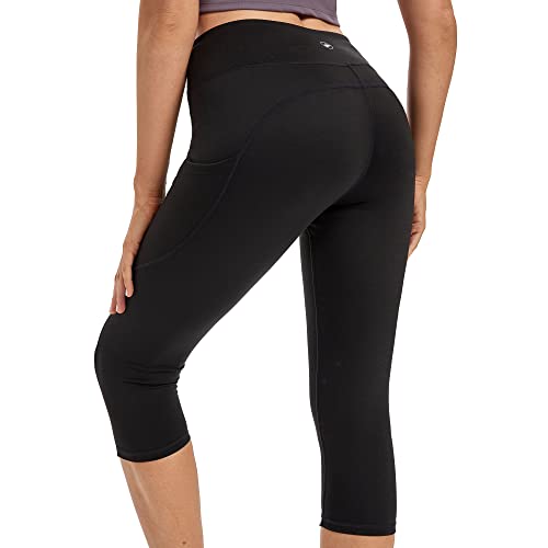 adorence Leggins Capris con Bolsillos (Sensación Desnuda, Suave, Cintura Alta, Opaco) 3/4 Pantalones-Negro,3XL