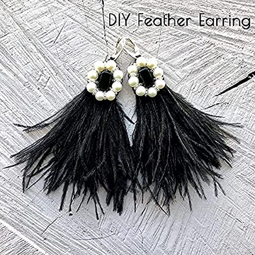 Adornos de flecos de plumas de avestruz de 1,83 metros, para manualidades, disfraces, carnaval, Halloween, decoración de Handwerk (negro)