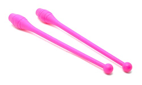 Adultos Rosa 2 x Mujeres Palos de Gimnasia (42cm) (150g) Pesas de Gimnasio para Mujeres Bastones de Gimnasia de Baile, Gym Mazas, Palos de rítmica, Gimnasia rítmica de Principiantes