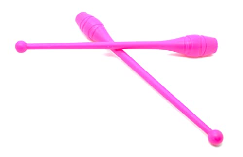 Adultos Rosa 2 x Mujeres Palos de Gimnasia (42cm) (150g) Pesas de Gimnasio para Mujeres Bastones de Gimnasia de Baile, Gym Mazas, Palos de rítmica, Gimnasia rítmica de Principiantes