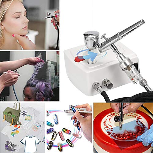 Aerografo con Compresor Profesional Mini Kit de Aerógrafo Gravedad Alimentar de Aire para Arte Pintura Tatuaje Manicura de Craft Cake con Juego de Limpieza con Airbrush