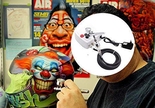 Aerografo con Compresor Profesional Mini Kit de Aerógrafo Gravedad Alimentar de Aire para Arte Pintura Tatuaje Manicura de Craft Cake con Juego de Limpieza con Airbrush