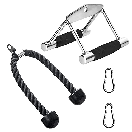 Agarres Poleas Gym, Cuerda para Tríceps y Agarres Paralelos para Maquina Gimnasio Mango Paralelo para Entrenamiento de LAT Pulldown en Casa o Gimnasio