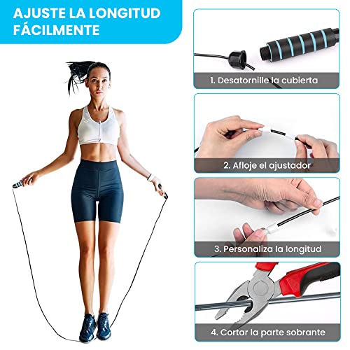 Agisports - Bandas Elasticas de Fitness/Bandas de Resistencia, Mas Comba Crossfit Ajustable Incluida - 2.8M. Ideal para Entrenamiento de Fitness en Casa o Gimnasio