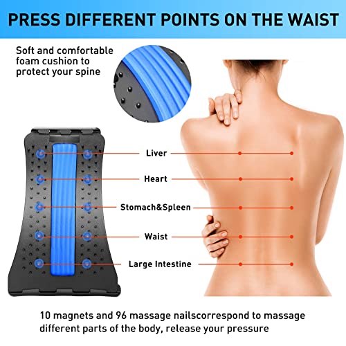 AiBast Estiramiento Espalda, Masajeador de Espalda para Oficina, Estiramiento Lumbar para Aliviar el Dolor, Lumbar para Espald Ajustable de Vario Nivele con Imán para Hernia de Disco, Ciática