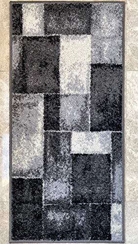 Aido - Alfombra Infinity Gris de 55 x 110 cm. Alfombra Pie de Cama de 11 mm de Pelo. Fácil de Limpiar. Moderna y Elegante para tu Habitación. Fabricado 100% en España.