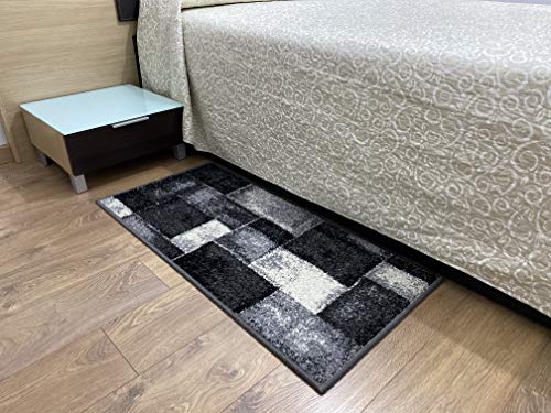 Aido - Alfombra Infinity Gris de 55 x 110 cm. Alfombra Pie de Cama de 11 mm de Pelo. Fácil de Limpiar. Moderna y Elegante para tu Habitación. Fabricado 100% en España.