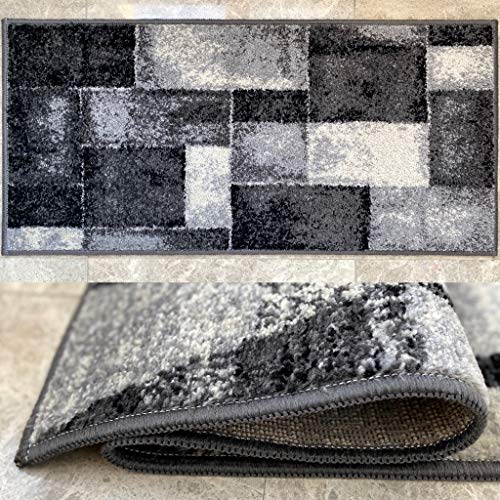 Aido - Alfombra Infinity Gris de 55 x 110 cm. Alfombra Pie de Cama de 11 mm de Pelo. Fácil de Limpiar. Moderna y Elegante para tu Habitación. Fabricado 100% en España.