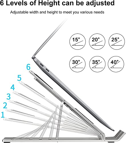 AiTodos® Soporte para Computadora Portatil, Aleación de Aluminio, Antideslizante, Soporte Portátil Plegable, Ventilación y Disipación de Calor, Ajuste de 6 Engranajes.