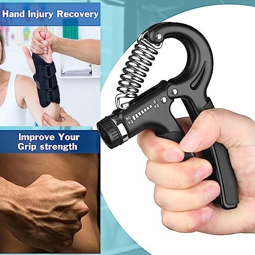 AIXPI Hand Grip, Ejercitador de Manos, plastico, Ajustable de 5-60kg, Fortalecedores de Mano para Entrenar el Agarre, la Fuerza de Los Dedos, la Muñeca, el Antebrazos Fortalecer