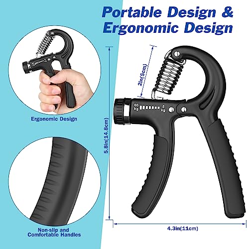 AIXPI Hand Grip, Ejercitador de Manos, plastico, Ajustable de 5-60kg, Fortalecedores de Mano para Entrenar el Agarre, la Fuerza de Los Dedos, la Muñeca, el Antebrazos Fortalecer