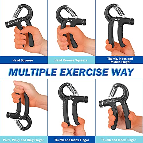 AIXPI Hand Grip, Ejercitador de Manos, plastico, Ajustable de 5-60kg, Fortalecedores de Mano para Entrenar el Agarre, la Fuerza de Los Dedos, la Muñeca, el Antebrazos Fortalecer