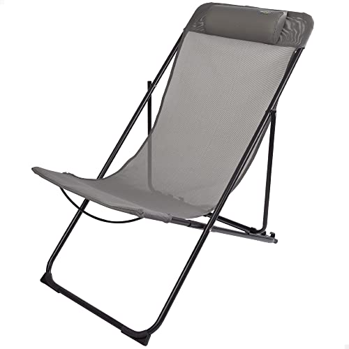 Aktive 61085, Silla plegable reclinable, playa, jardín, exterior, Incluye cojín acolchado, Capacidad máx 110kg, Silla plegable camping - 3 posiciones