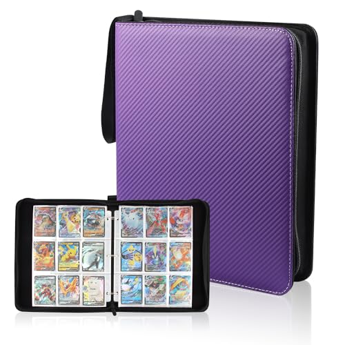 Album Para Cartas 900 Cartas 50 Paginas,Material De Pu Álbum De Para Cartas Coleccionista,Álbum De Recortes Para Tarjetas,Álbum Protector De Cartas Con Cremallera, Apto Para Pokémon,Cartas Deportivas