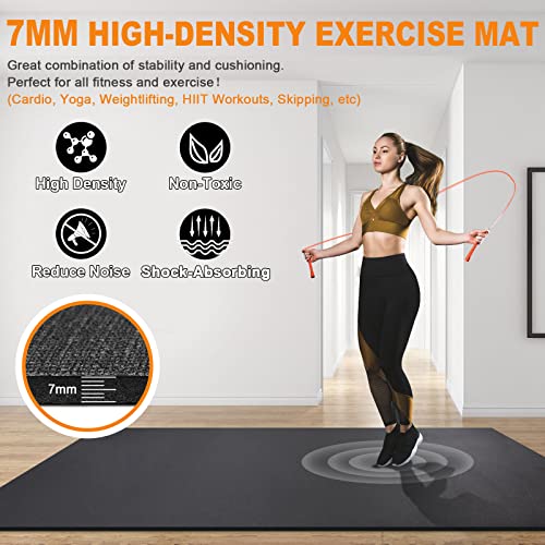 Alfombrilla de ejercicio grande para gimnasio en casa, de 183 x 123 x 0,7 cm, alfombrilla de entrenamiento innhom para fitness, HIIT, cardio, equipo de suelo de goma resistente para gimnasio