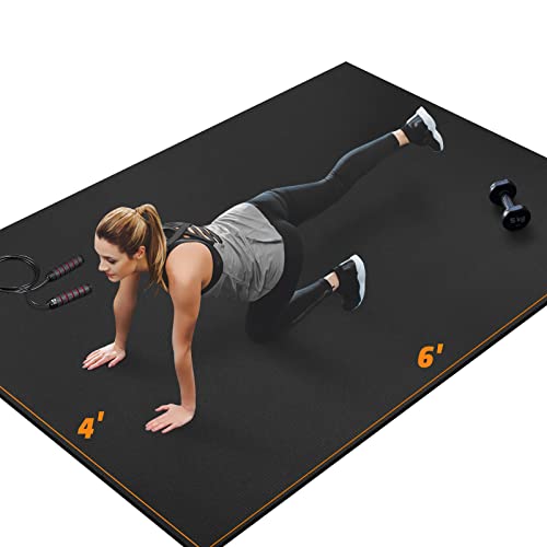 Alfombrilla de ejercicio grande para gimnasio en casa, de 183 x 123 x 0,7 cm, alfombrilla de entrenamiento innhom para fitness, HIIT, cardio, equipo de suelo de goma resistente para gimnasio